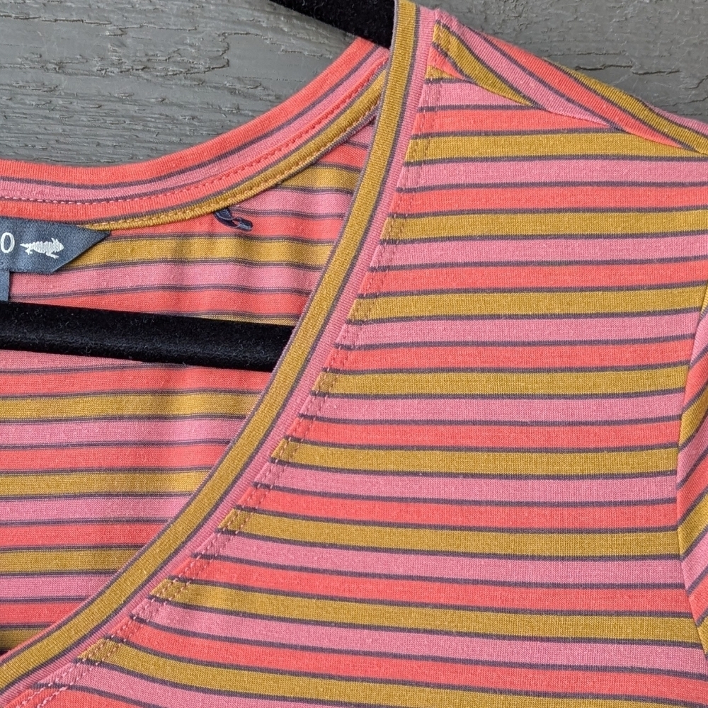 Toad&Co Orange Pink Swift Pocket Tee Striped Size Medium - Picture 2 of 8